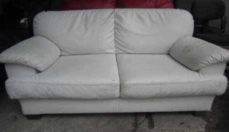 Red and White 2 seater Sofa photo